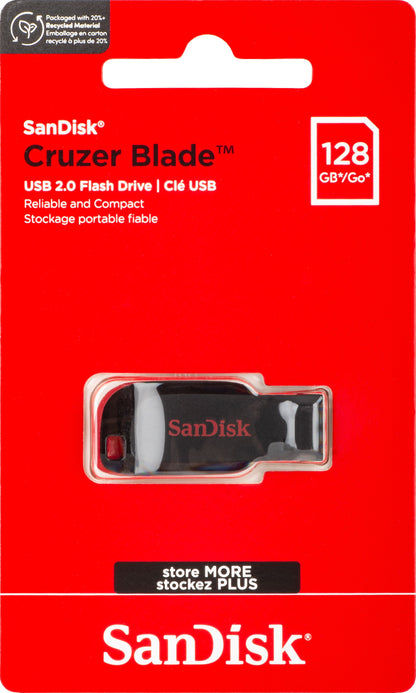 Ekstern USB-A hukommelse SanDisk Cruzer Blade, 128Gb SDCZ50-128G-B35