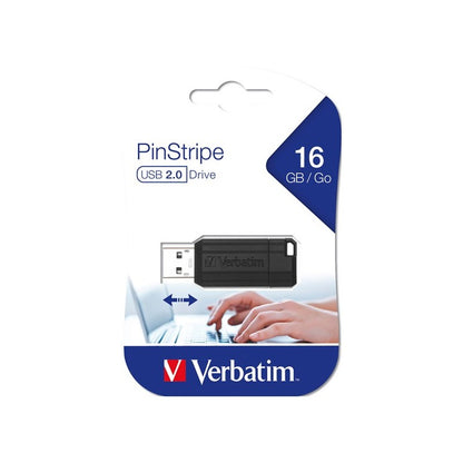 Ekstern Hukommelse USB-A Verbatim PenDrive Pinstripe, 16Gb