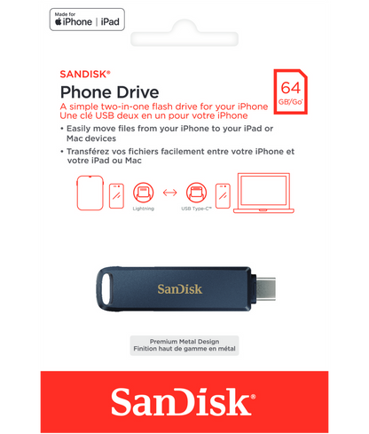 Ekstern hukommelse USB-C / Lightning SanDisk Phone Drive, 64Gb SDIXD0N-064G-GN6NN
