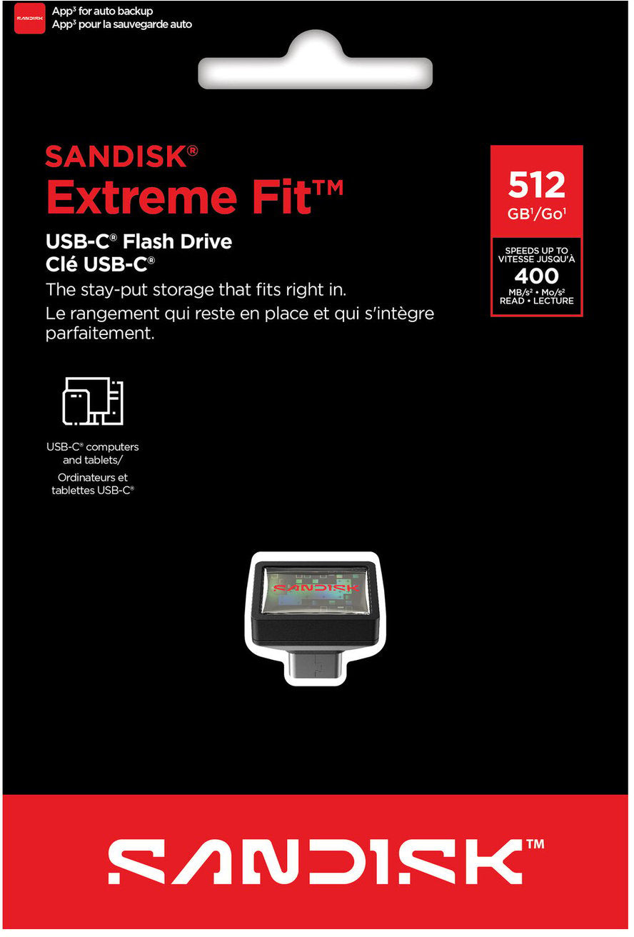 Ekstern USB-C hukommelse SanDisk Extreme Fit, 512Gb SDCZ530-512G-G46