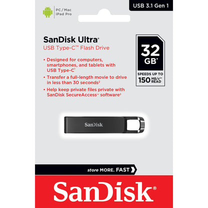 Ekstern USB-C hukommelse SanDisk Ultra, 32Gb SDCZ460-032G-G46