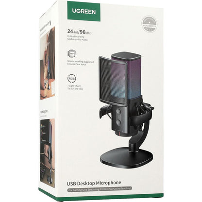 Cardioid mikrofon UGREEN CM581 (65629), RGB, USB-C, 1.5m, Sort
