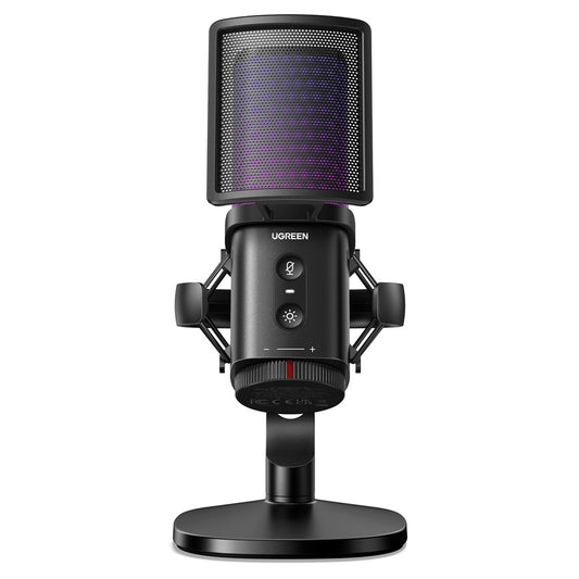 Cardioid mikrofon UGREEN CM581 (65629), RGB, USB-C, 1.5m, Sort