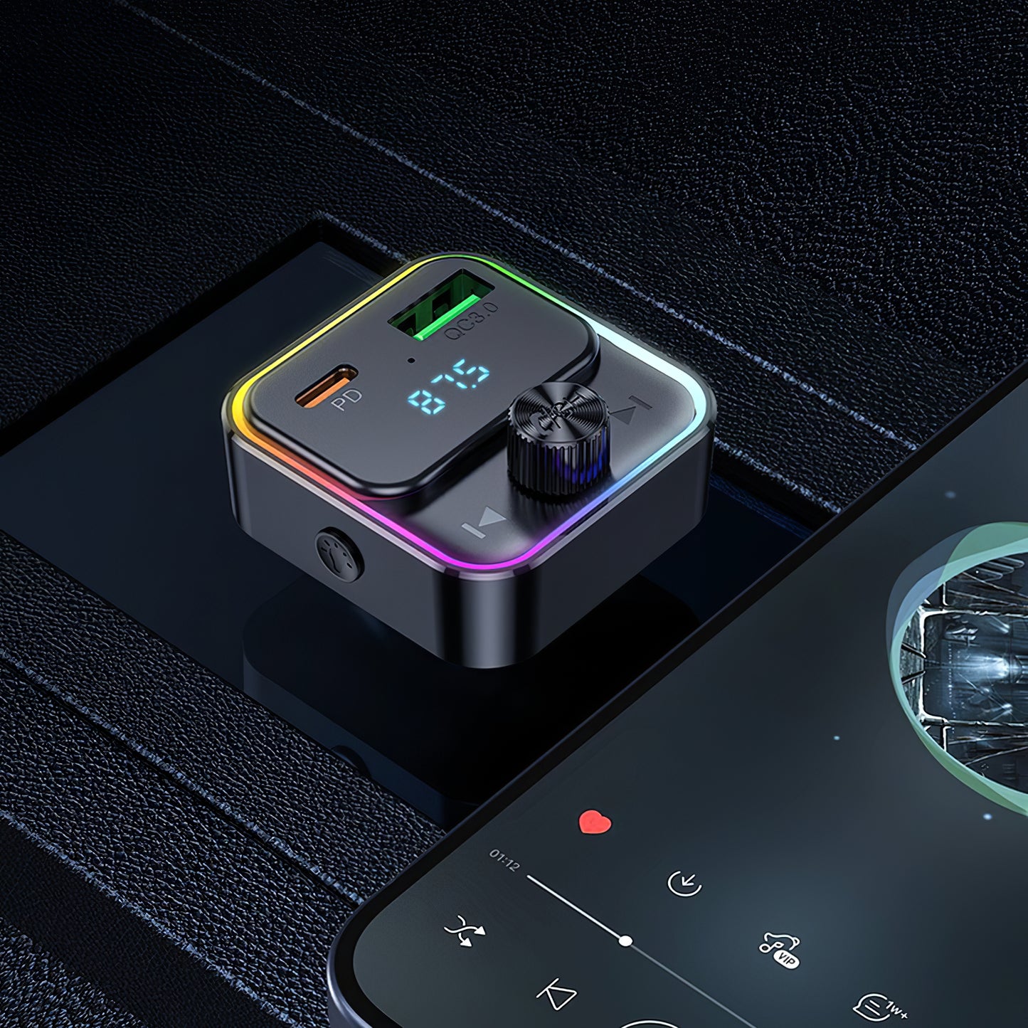 FM Bluetooth-modulator HOCO E81, 1 x USB-A - 1 x USB-C