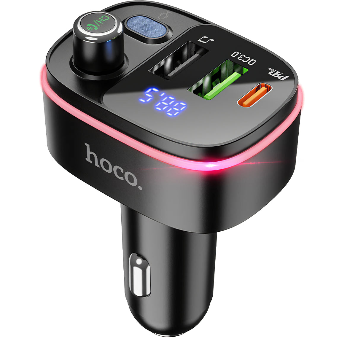 FM Bluetooth-modulator HOCO E62 Fast, 2 x USB-A - 1 x USB-C