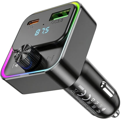 FM Bluetooth-modulator HOCO E81, 1 x USB-A - 1 x USB-C