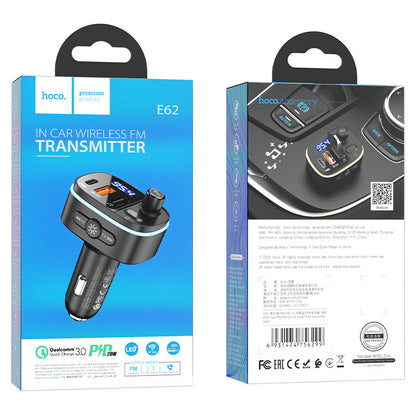 FM Bluetooth-modulator HOCO E62 Fast, 2 x USB-A - 1 x USB-C