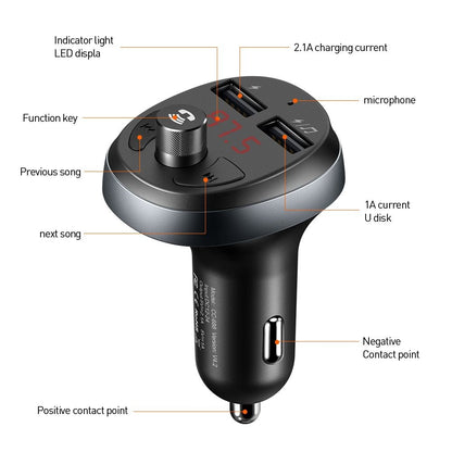 FM Bluetooth-modulator McDodo, 2 x USB-A