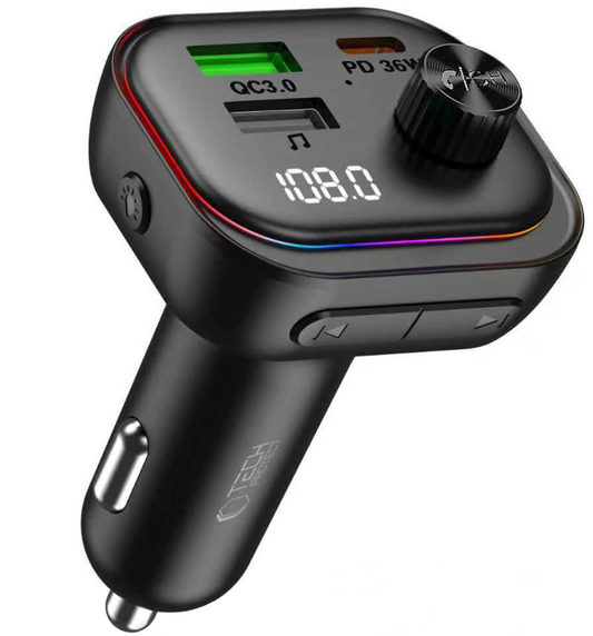 FM Bluetooth-modulator Tech-Protect CC07, 2 x USB-A - 1 x USB-C