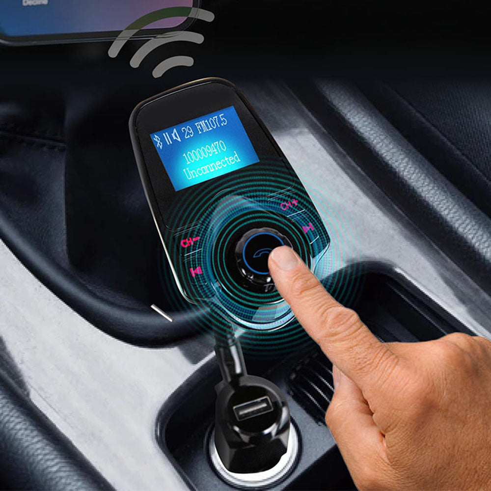 FM Bluetooth-modulator Techsuit MFM4, 1 x USB-A - 1 x 3,5 mm - 1 x microSD, Sort