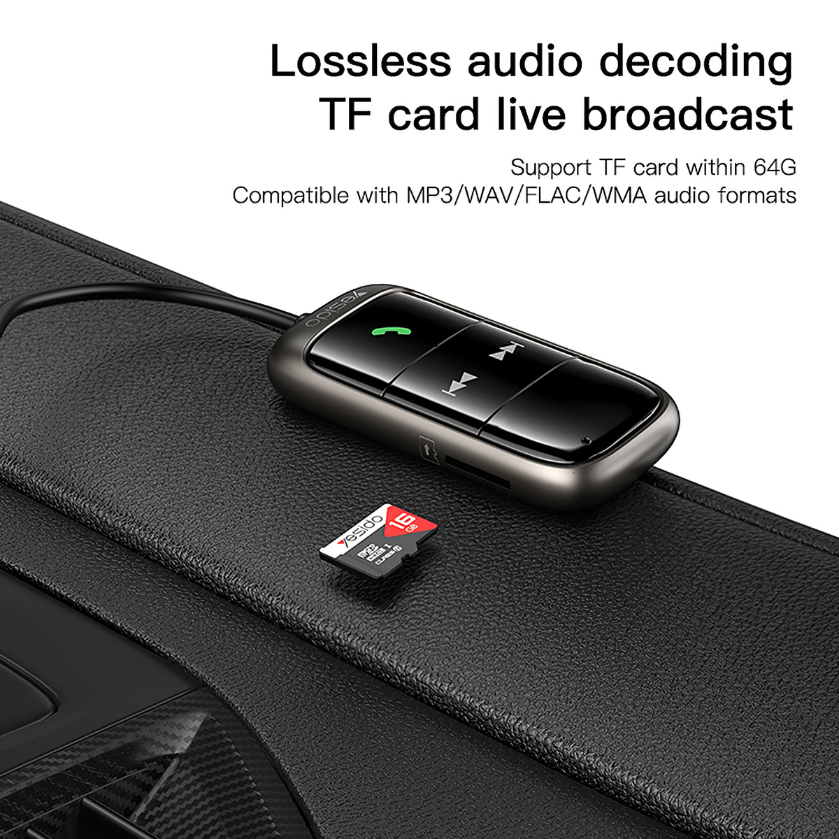 FM Bluetooth-modulator Yesido YAU32, 1 x 3,5 mm - 1 x microSD