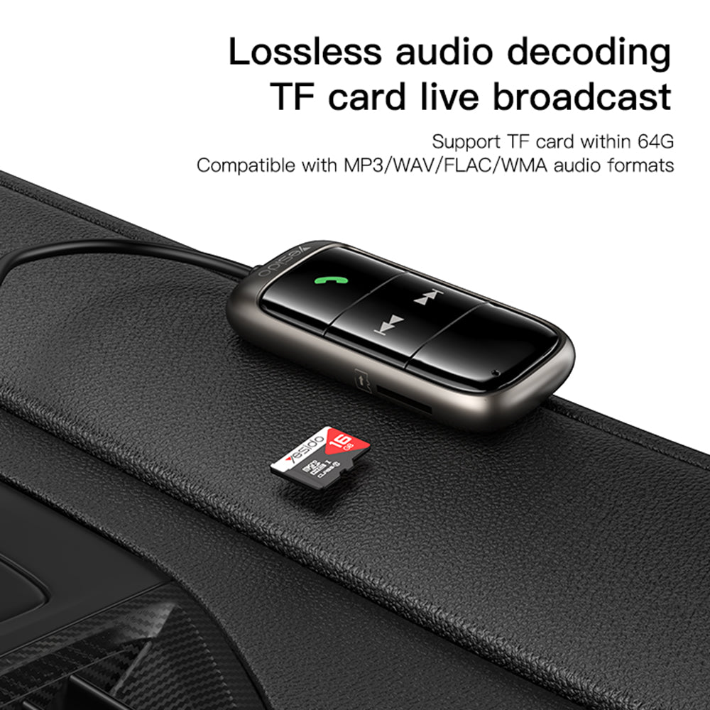 FM Bluetooth-modulator Yesido YAU32, 1 x 3,5 mm - 1 x microSD