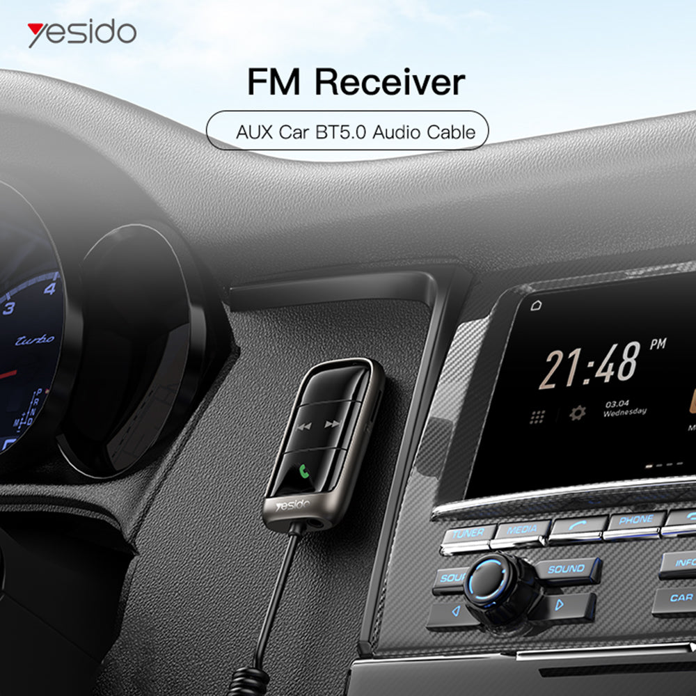 FM Bluetooth-modulator Yesido YAU32, 1 x 3,5 mm - 1 x microSD