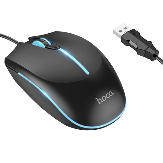 Gamingmus Wired USB HOCO GM37, RGB, 2400DPI, Sort