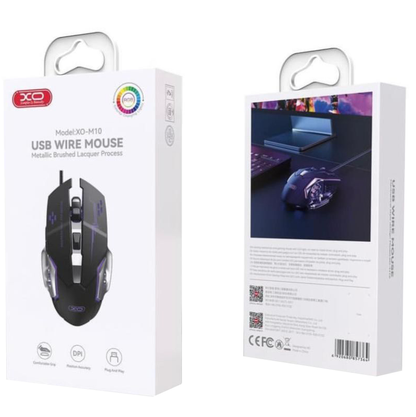 Wired USB Gaming Mouse XO Design M10, RGB, 3200DPI, Black