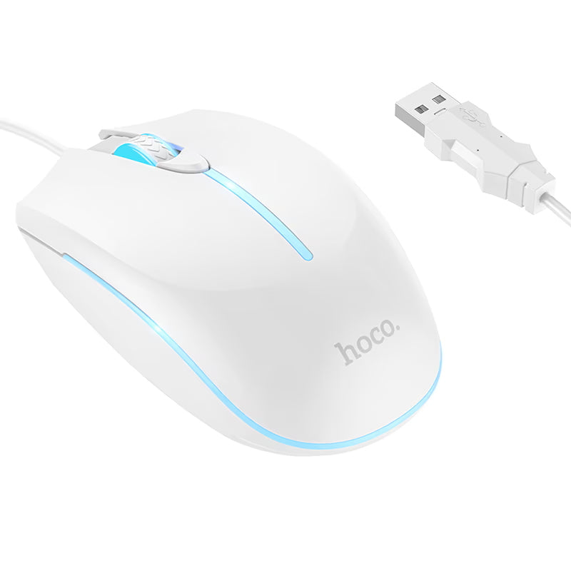 Gamingmus med kabel USB HOCO GM37, RGB, 2400DPI, Hvid