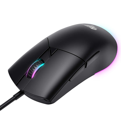 Gamingmus med kabel USB HAVIT MS1038, RGB, 1200DPI - 7200DPI, 1.6m, Sort