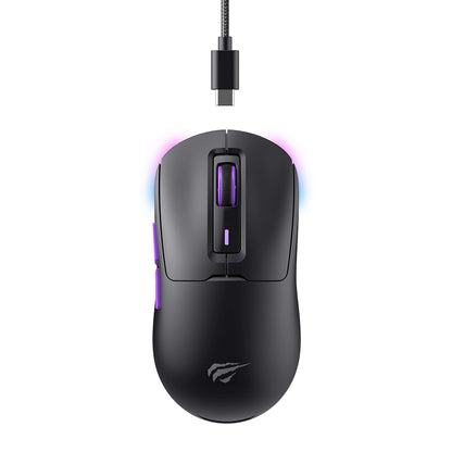Gamingmus trådløs HAVIT MS969WB, RGB, 1000DPI - 16000DPI, BT / Wi-Fi / Kablet, Sort