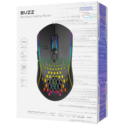 Gamingmus Proove Buzz, trådløs, RGB, 800DPI - 4800DPI, Sort WMBU00022401