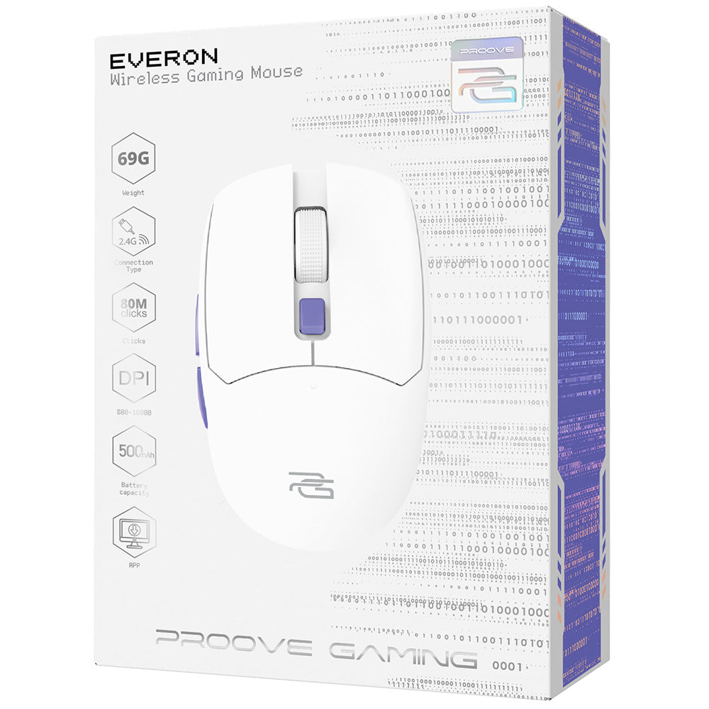 Gamingmus Proove Everon Wireless, 800DPI - 10000DPI, Hvid WMEV00022002
