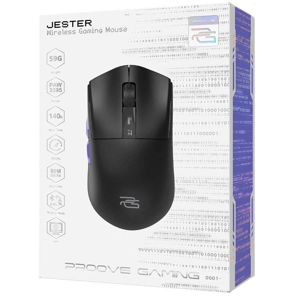 Trådløs Gaming Mus Proove Jester, 800DPI - 26000DPI, OLED-skærm, Sort WMJS00022001