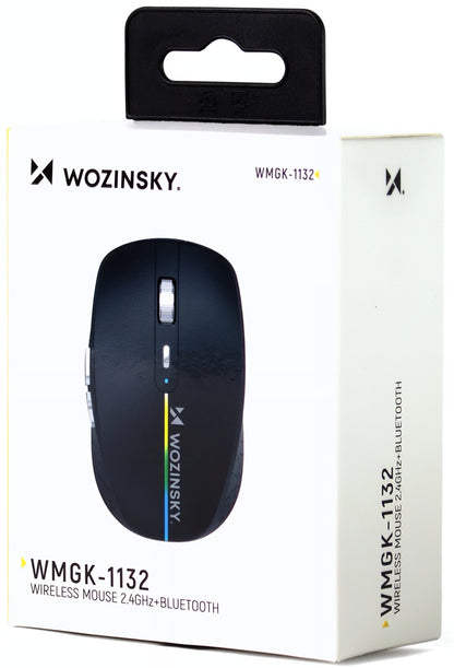 Trådløs Gaming Mus WZK WMGK-1132, 1600DPI, RGB, BT / Wi-Fi, Sort