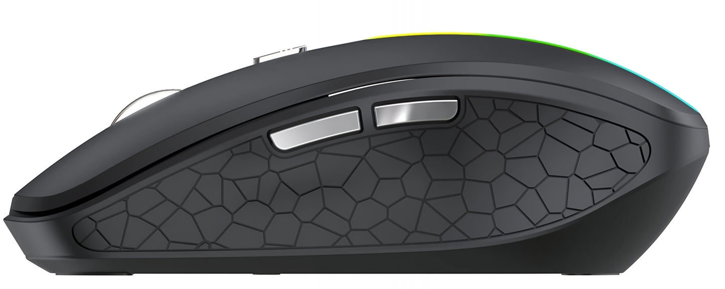 Trådløs Gaming Mus WZK WMGK-1132, 1600DPI, RGB, BT / Wi-Fi, Sort