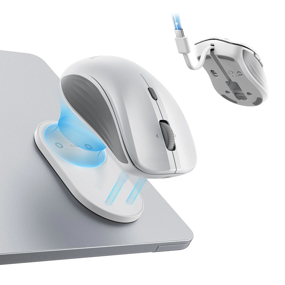Trådløs mus ESR MagMouse, 800DPI - 4800DPI, BT / Wi-Fi, Hvid