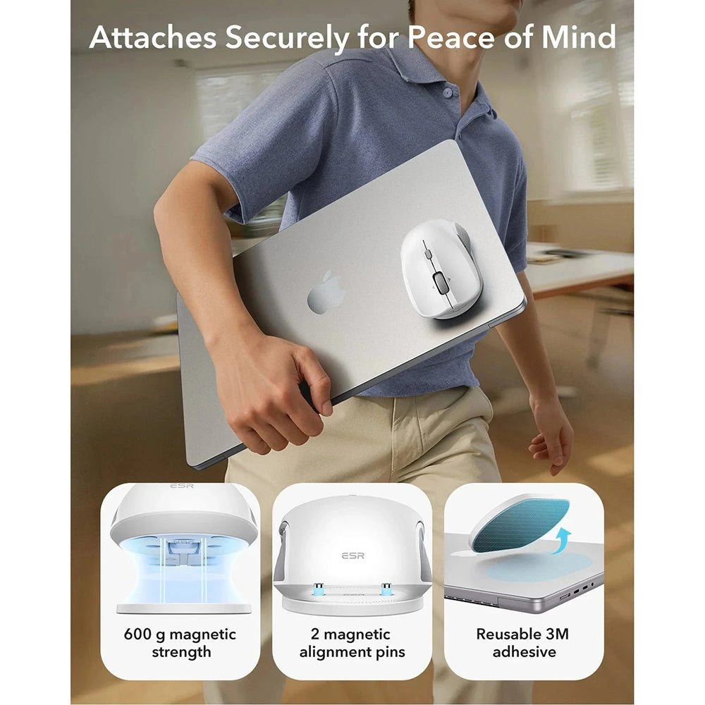Trådløs mus ESR MagMouse, 800DPI - 4800DPI, BT / Wi-Fi, Hvid