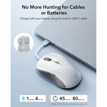 Trådløs mus ESR MagMouse, 800DPI - 4800DPI, BT / Wi-Fi, Hvid