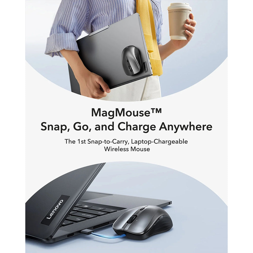 Trådløs mus ESR MagMouse, 800DPI - 4800DPI, BT / Wi-Fi, Sort