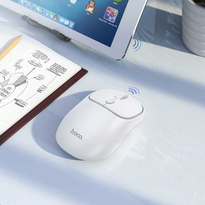 Trådløs mus HOCO GM25, 1600DPI, BT / Wi-Fi, Hvid