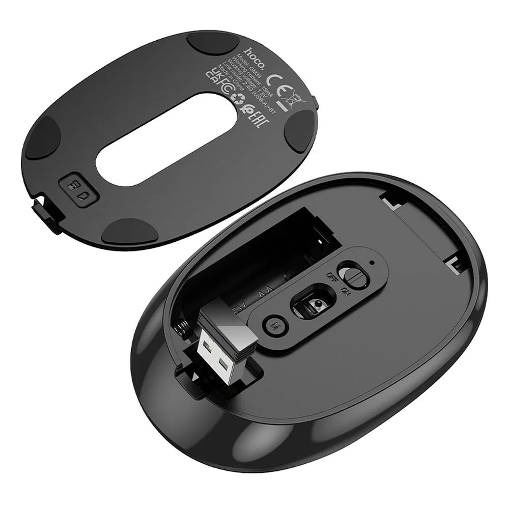 Trådløs Mus HOCO GM34, 1600DPI, BT / Wi-Fi, Sort