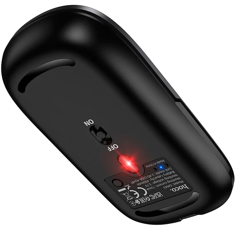 Trådløs mus HOCO GM43, 1600DPI, BT / Wi-Fi, Grå