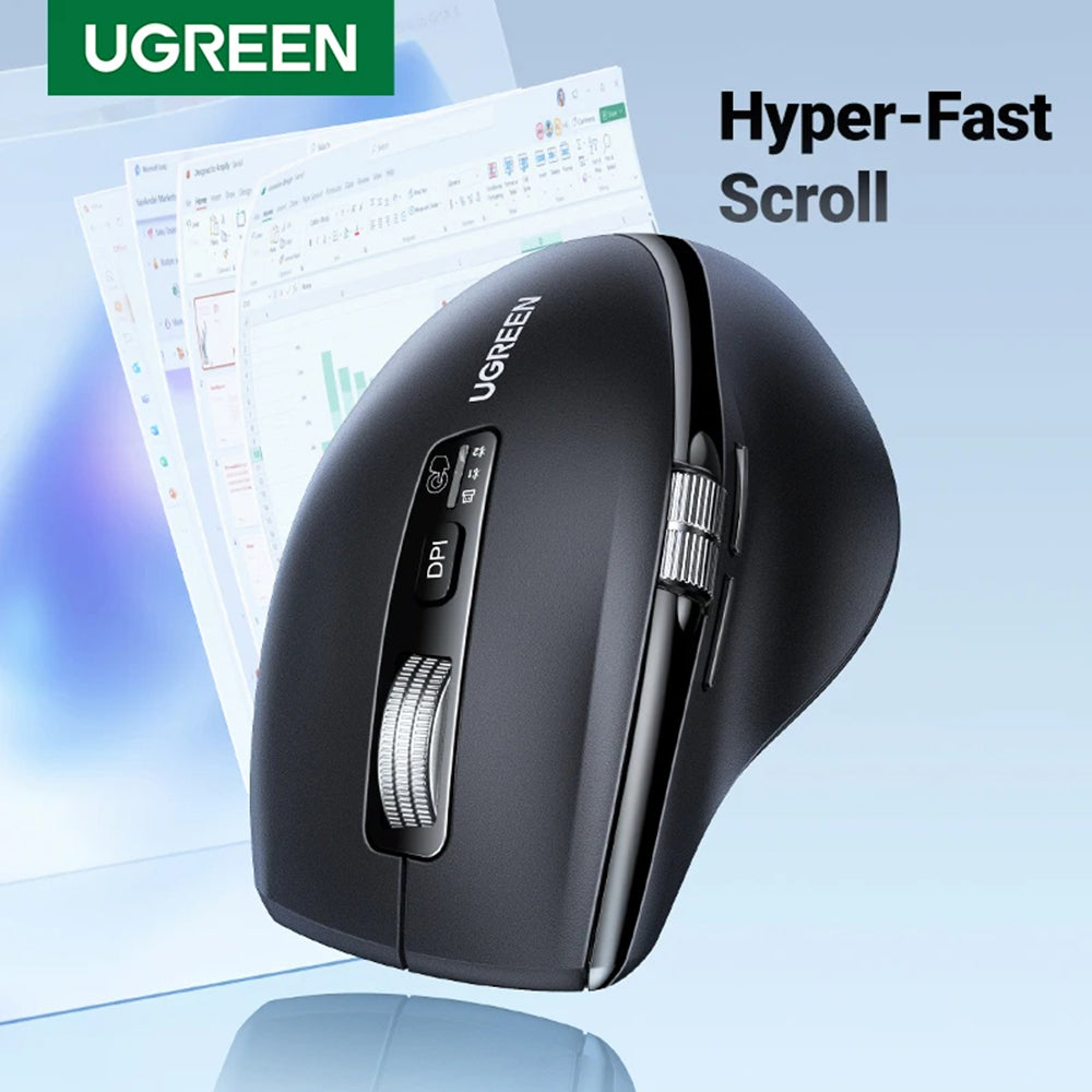 Trådløs mus UGREEN M751, 5000DPI, BT / Wi-Fi, Sort