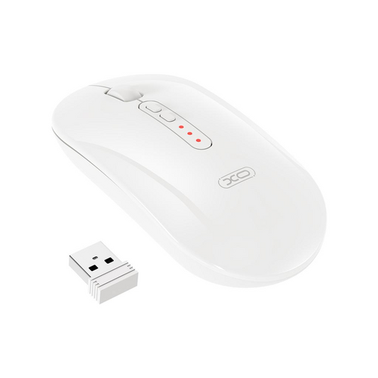 Trådløs mus XO Design M13 Silent Tri-mode, 1600DPI, BT / Wi-Fi, Hvid