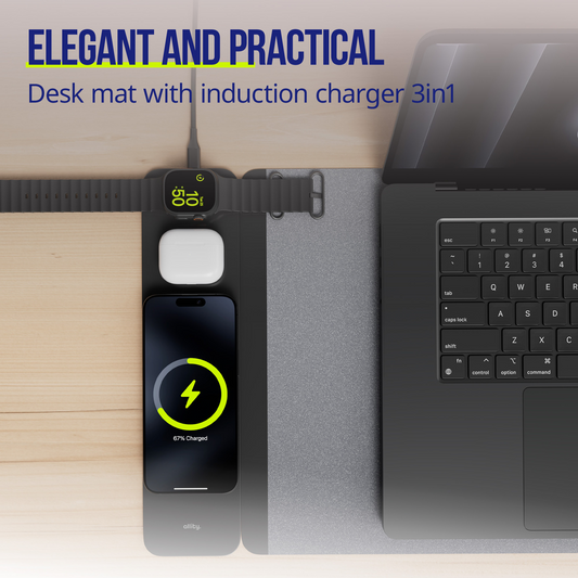 Allity MousePad. ALP-100 4i1 med trådløs opladning til telefon / ur / høretelefoner, sort