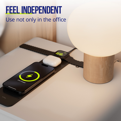 Allity MousePad. ALP-100 4i1 med trådløs opladning til telefon / ur / høretelefoner, sort