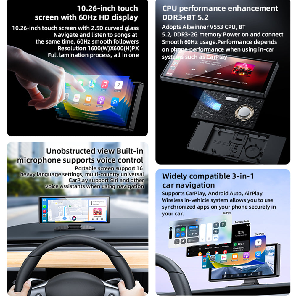 Navigationsenhed til bil Yesido KM19, Wi-Fi, 10,26 tommer