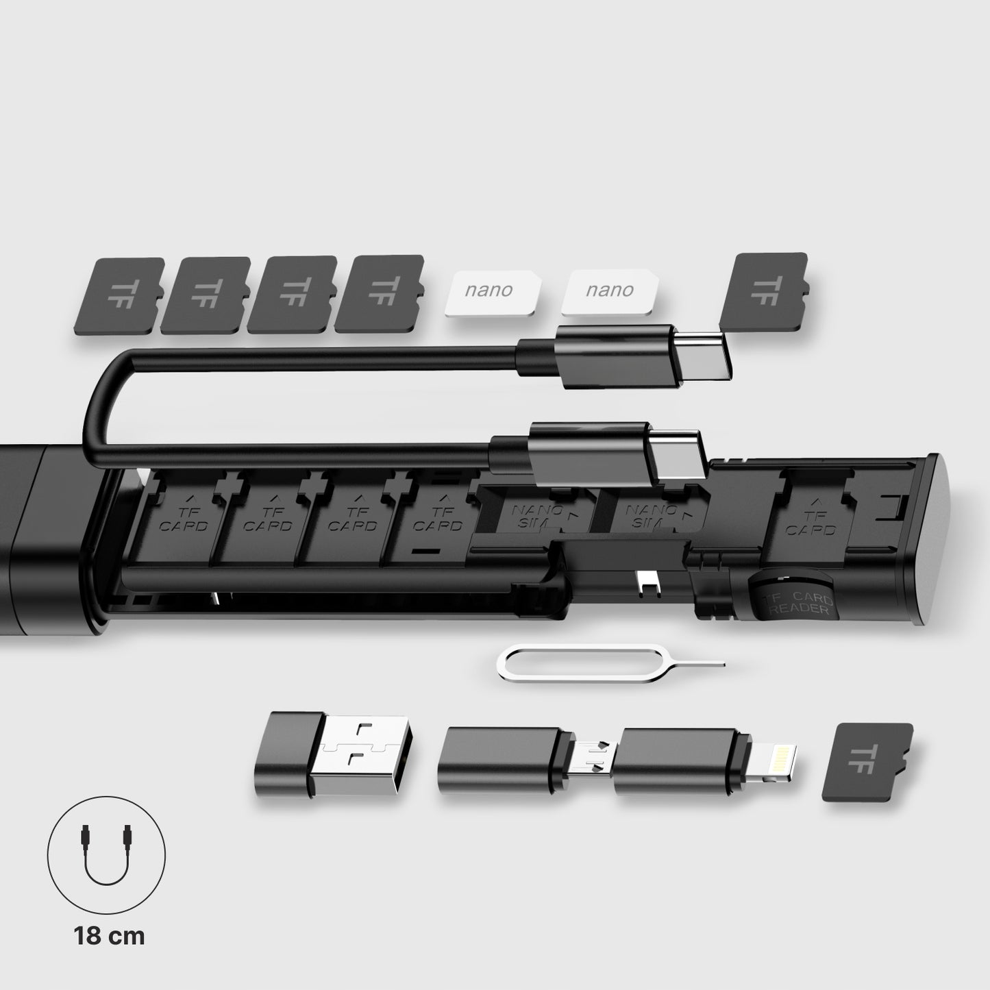 Accessory Organizer / Card Reader Qualo QZS-P-01, Black