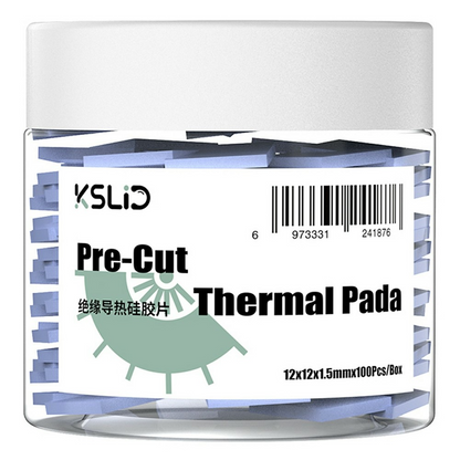 Termisk ledende pude KSLid P100, 12mm x 12mm x 1,5mm, Sæt med 100 stk