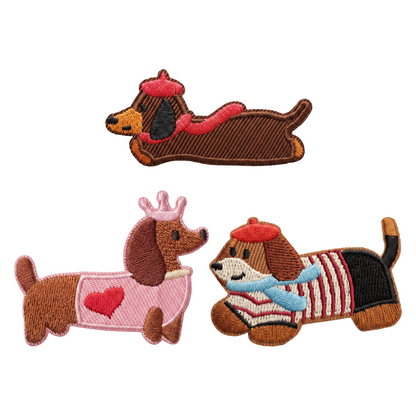 Patch / Tekstilpatch OEM Dachshund, Sæt med 3 stk, Multifarvet