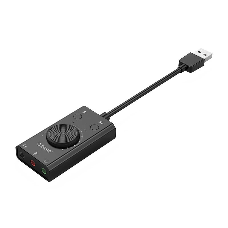 Orico SC2 USB-lydkort, 3 x 3,5 mm jack, sort