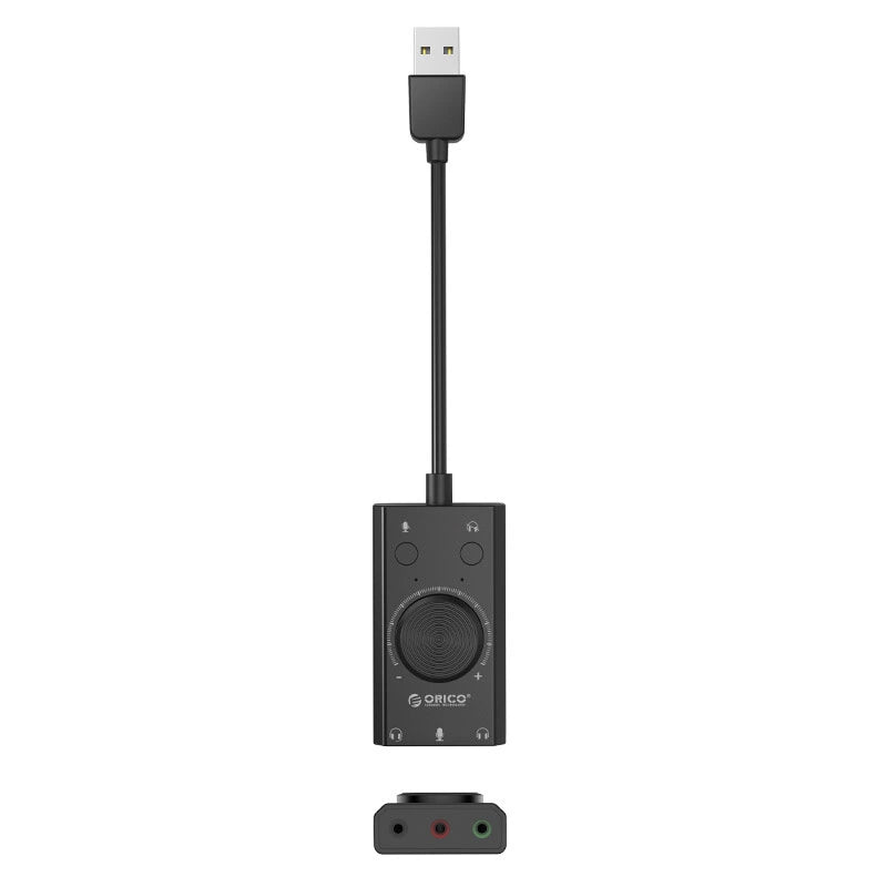 Orico SC2 USB-lydkort, 3 x 3,5 mm jack, sort