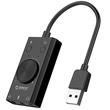 Orico SC2 USB-lydkort, 3 x 3,5 mm jack, sort