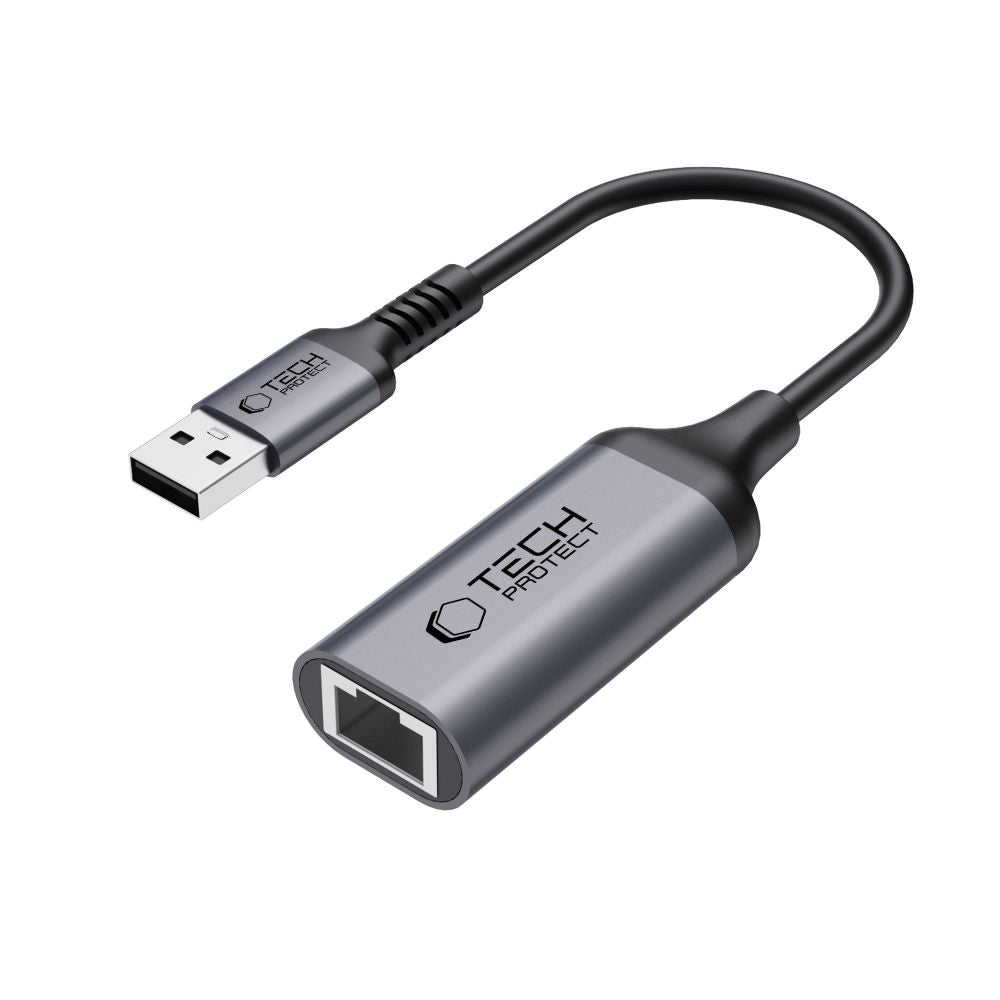 Tech-Protect Ultraboost Netværkskort, RJ45, USB 3.0, Sort