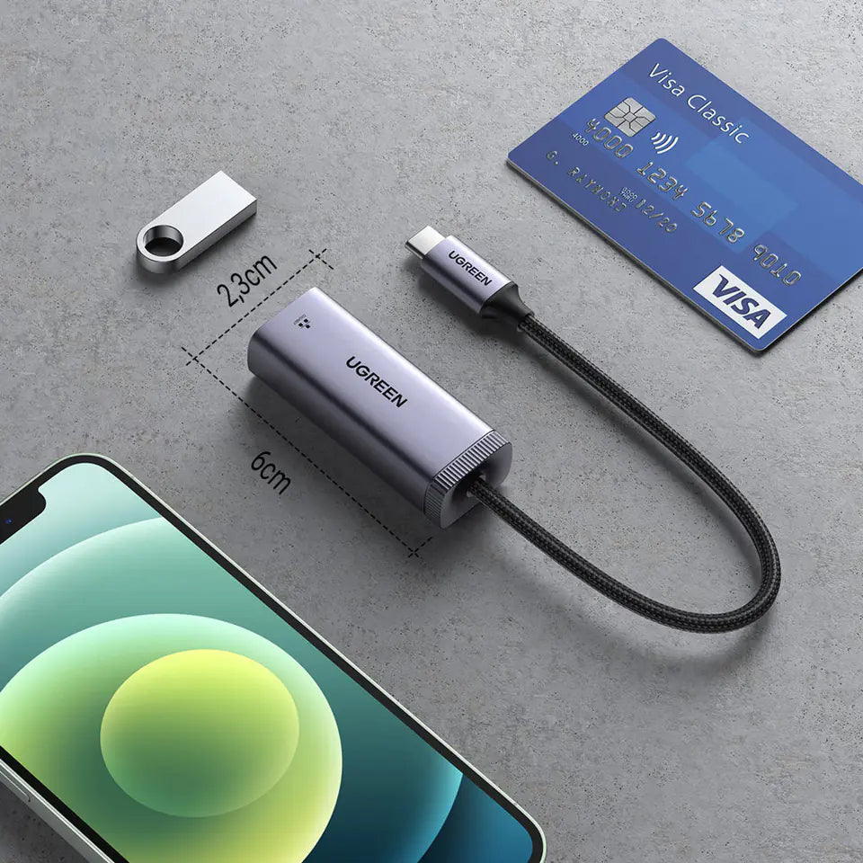 UGREEN CM483 Netværkskort, RJ45, USB-C, Grå