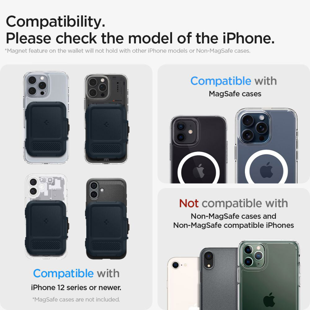 Magsafe pung, Spigen, Lock Fit, Sort