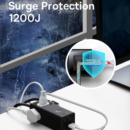 Baseus PowerCombo US forlængerledning, 3 x stik, Sort PSLA020101