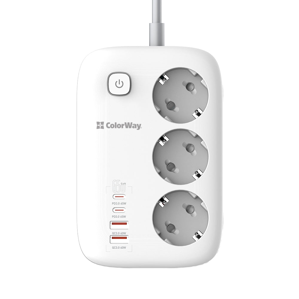 Forlængerledning ColorWay, 3 x Schuko, Hvid